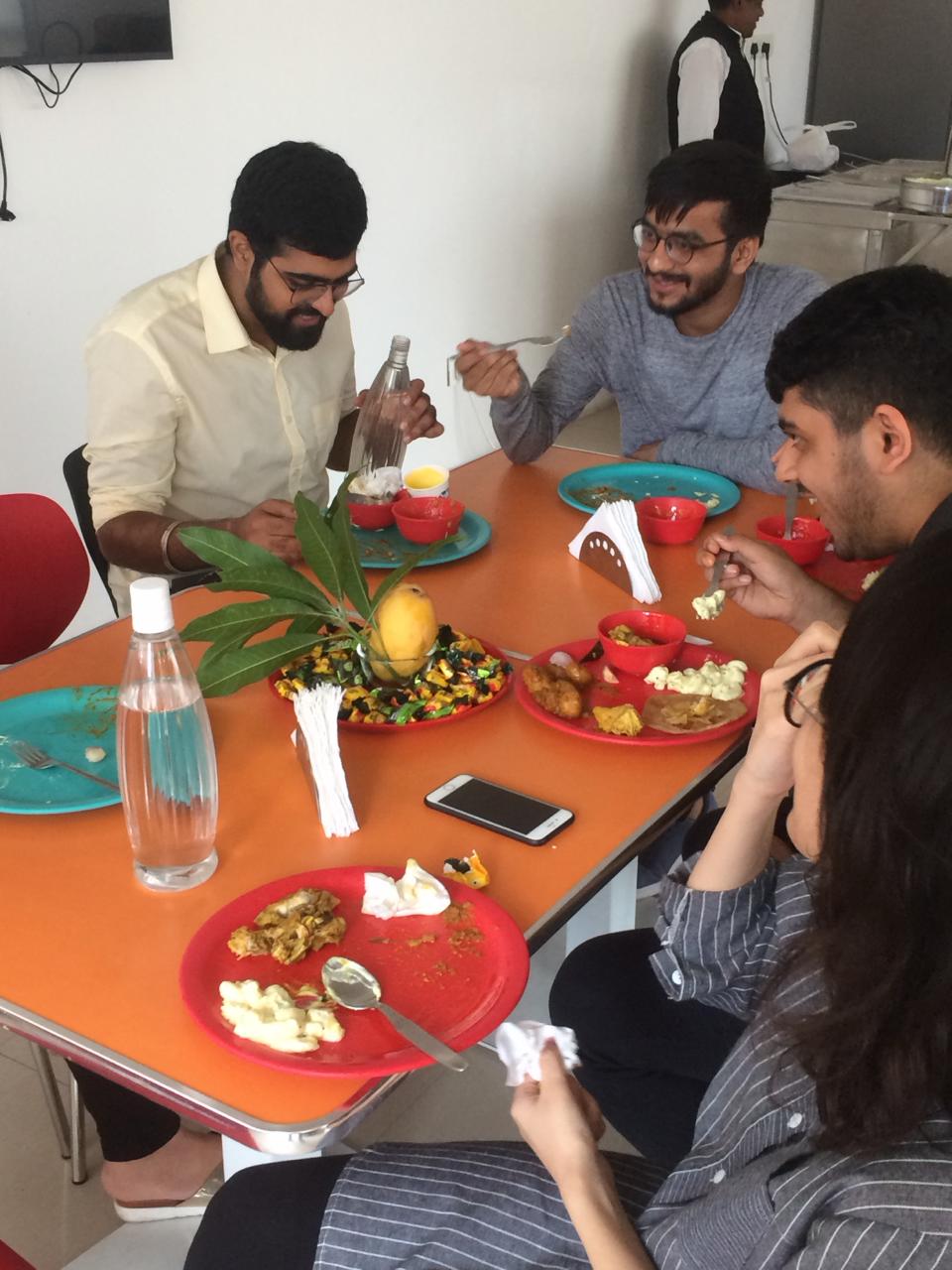 Employees at lunch in a corporate canteen we manage