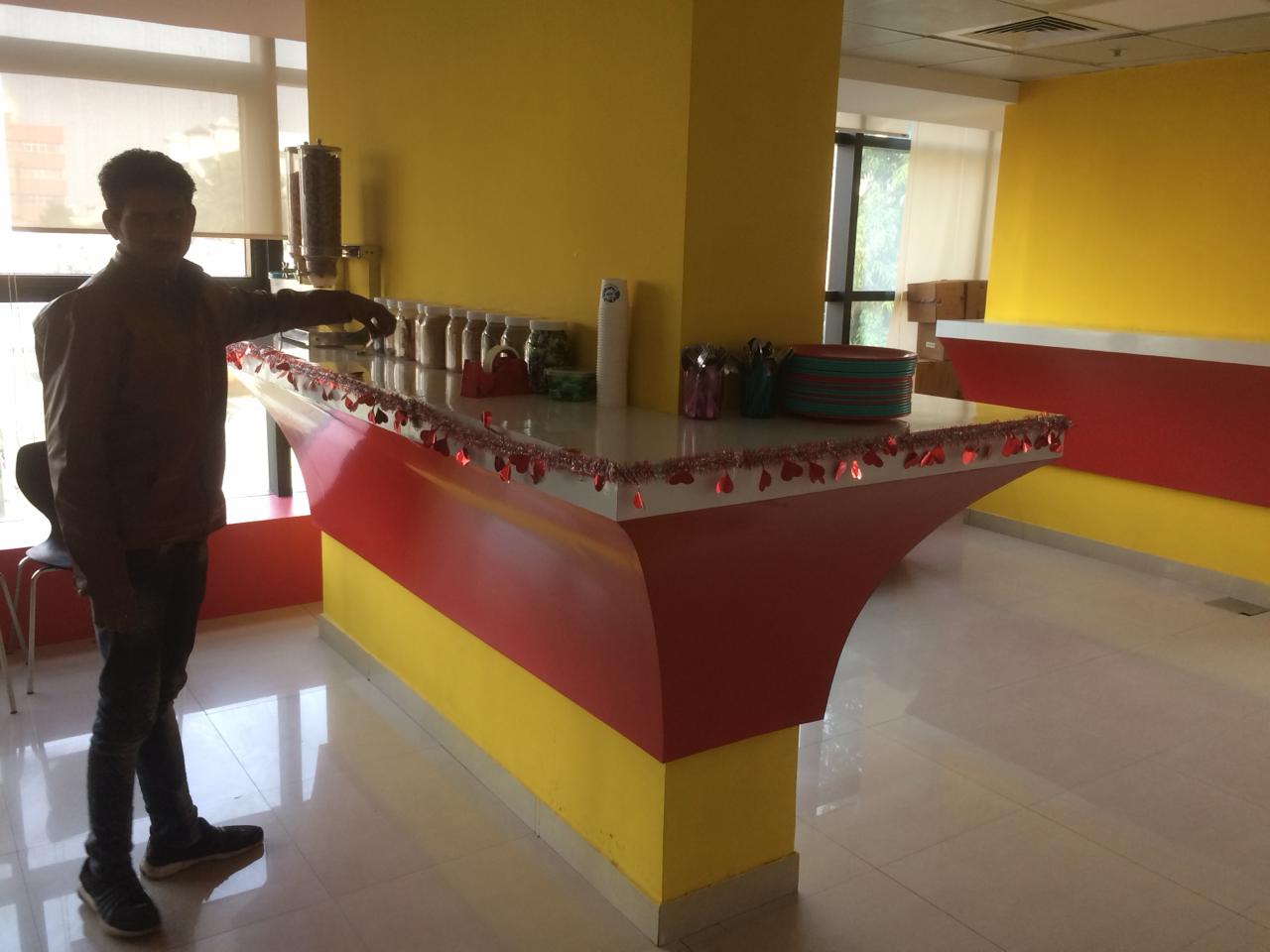 Cafeteria counter space at a corporate client